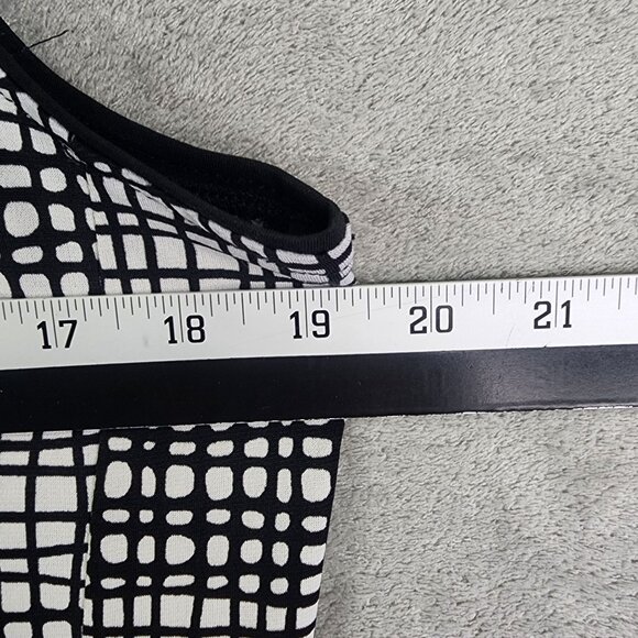 Women's Black & White Worthington Sleeveless V-Neck Top Zip-Front Size L - Picture 10 of 12